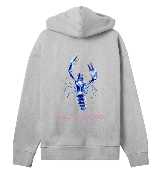 Saltwaters Grey/Blue Lobster Oversized Womens Hoodie - Saltwaters Clothing