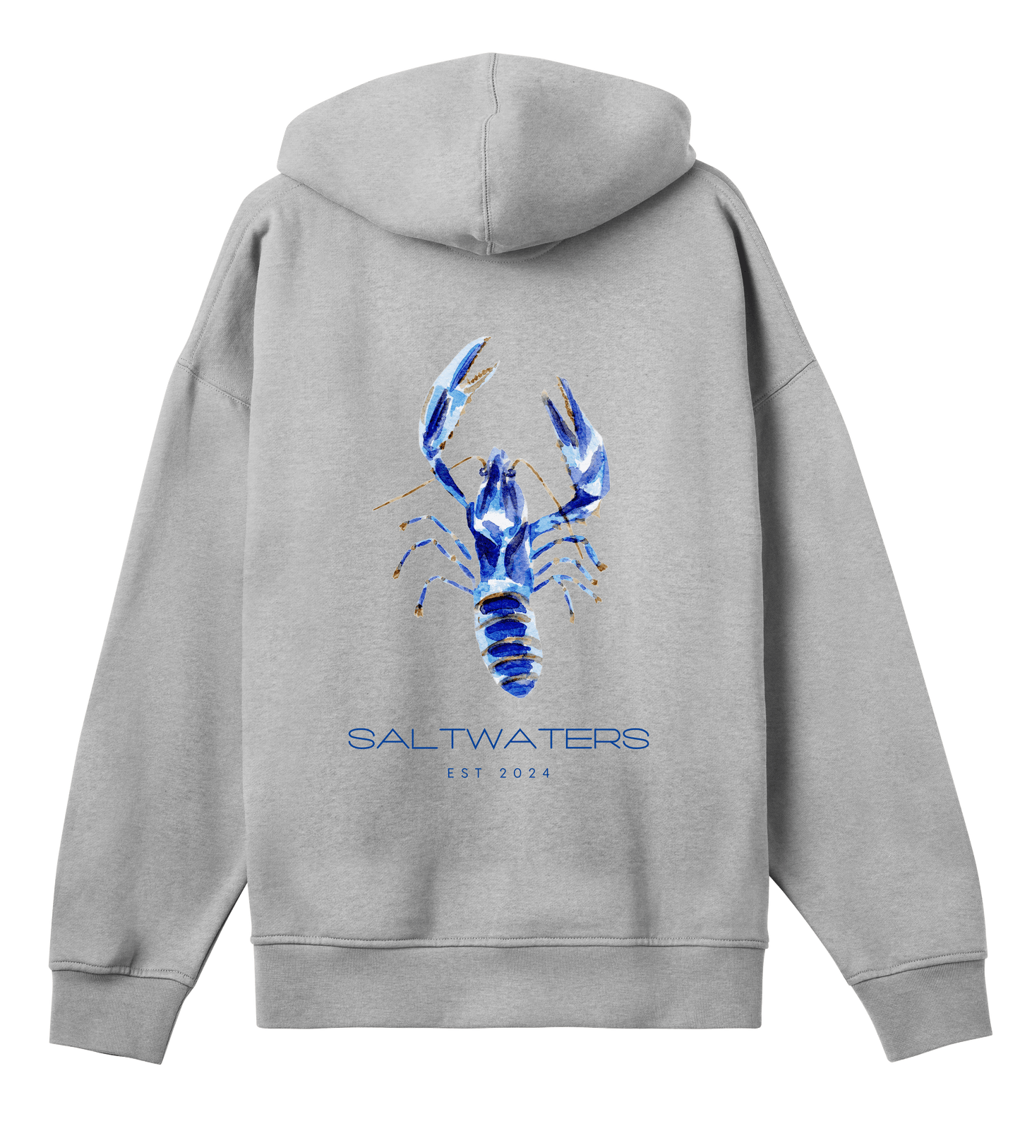 Saltwaters Grey/Blue Lobster Boxy Mens Hoodie - Saltwaters Clothing