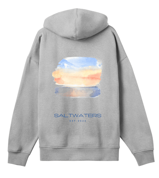 Saltwaters Grey/Sunset Boxy Mens Hoodie - Saltwaters Clothing