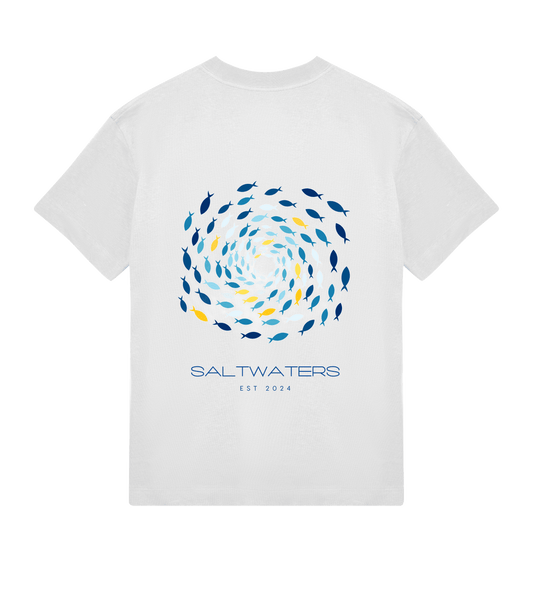 Saltwaters Off White/Fish Boxy Mens Tee - Saltwaters Clothing