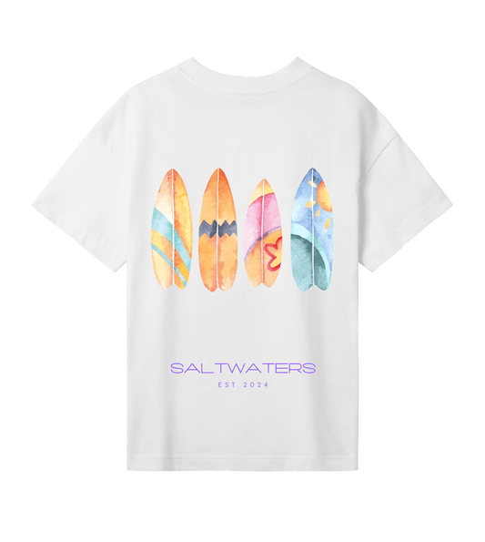 Saltwaters Off White/Surfboard Set Oversized Womens Tee - Saltwaters Clothing